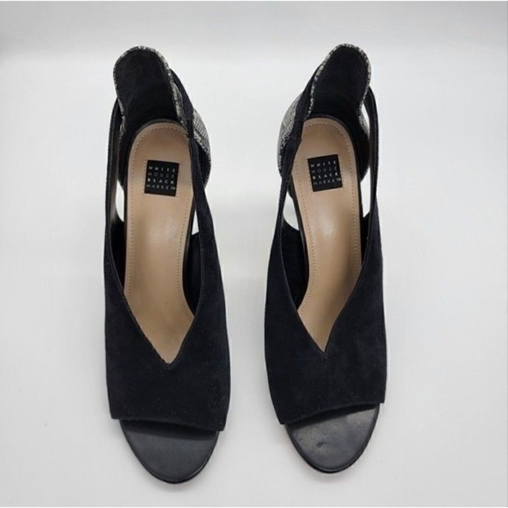White House Black Market SUEDE & SNAKE-EMBOSSED PUMPS - Picture 3 of 11